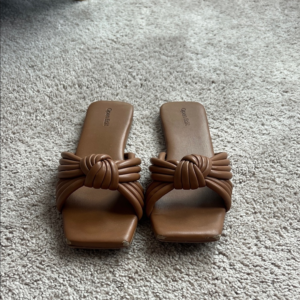 Open Edit Knotted Slide Sandals